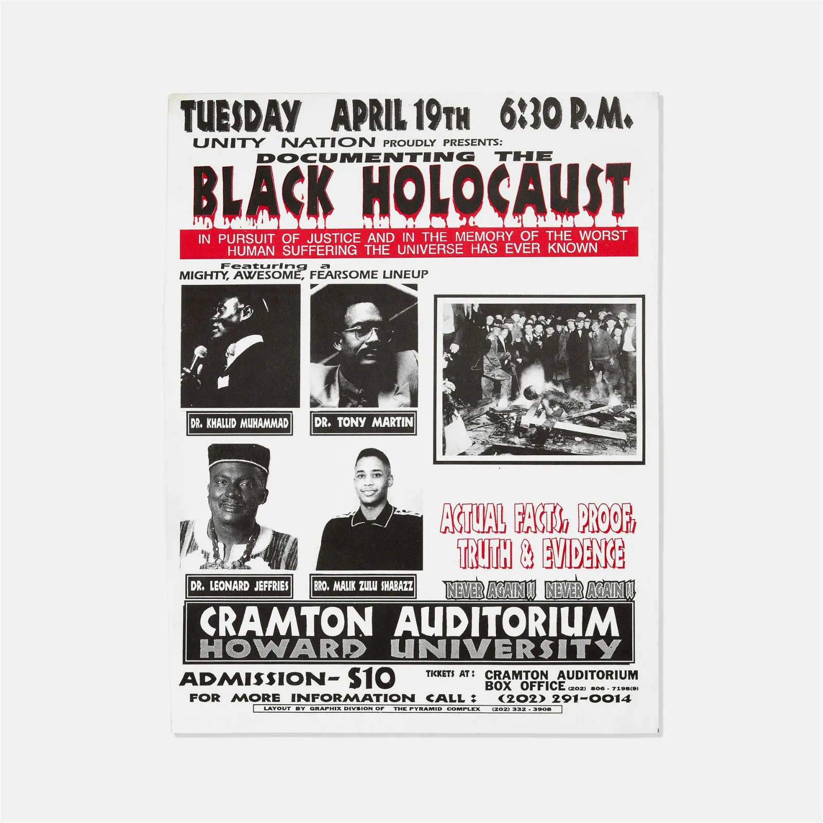 Howard University, Unity Nation, Black Holocaust Flyer